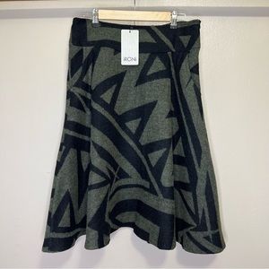 Ironi Green Black Geometric Print Skirt